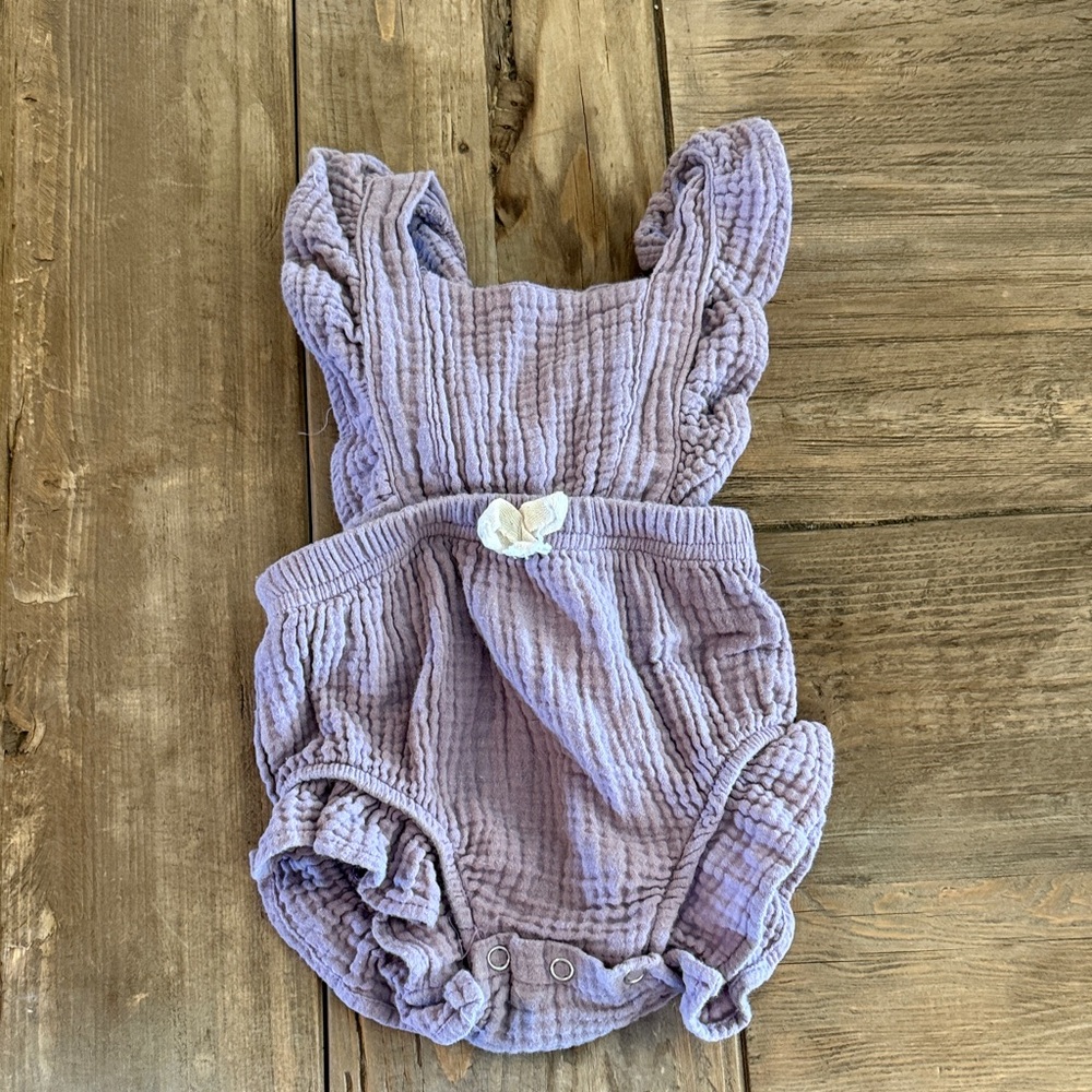 Kalamixi Dusty Purple Muslin Cotton Baby Romper